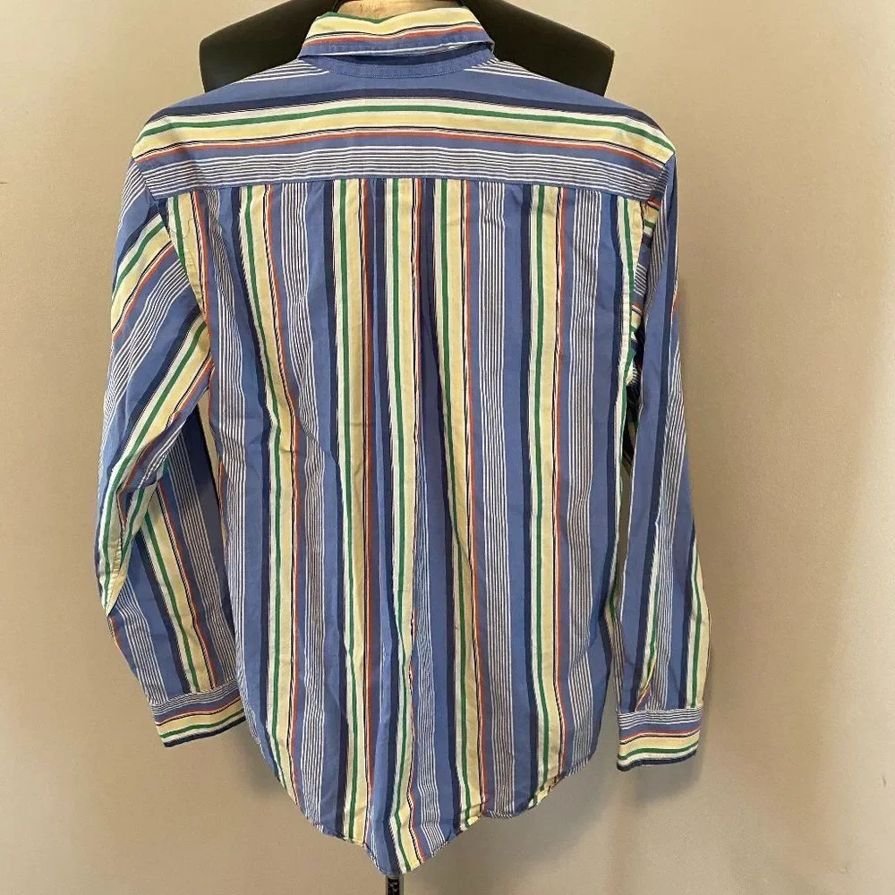 Ralph Lauren Striped Long Sleeve Button Down Collared Boys Shirt Size Large